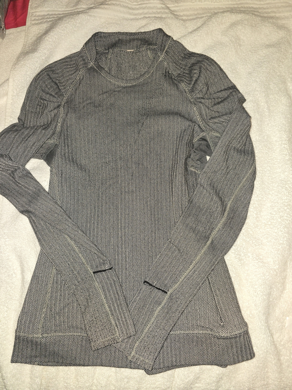 lululemon athletica Long Sleeve Crew Top in Black and White Herringbone